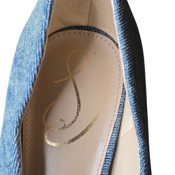 Sam Edelman Womens Harriett Scalloped Beaded Pointed Toe Denim Heels Size 9.5 - Picture 9 of 12